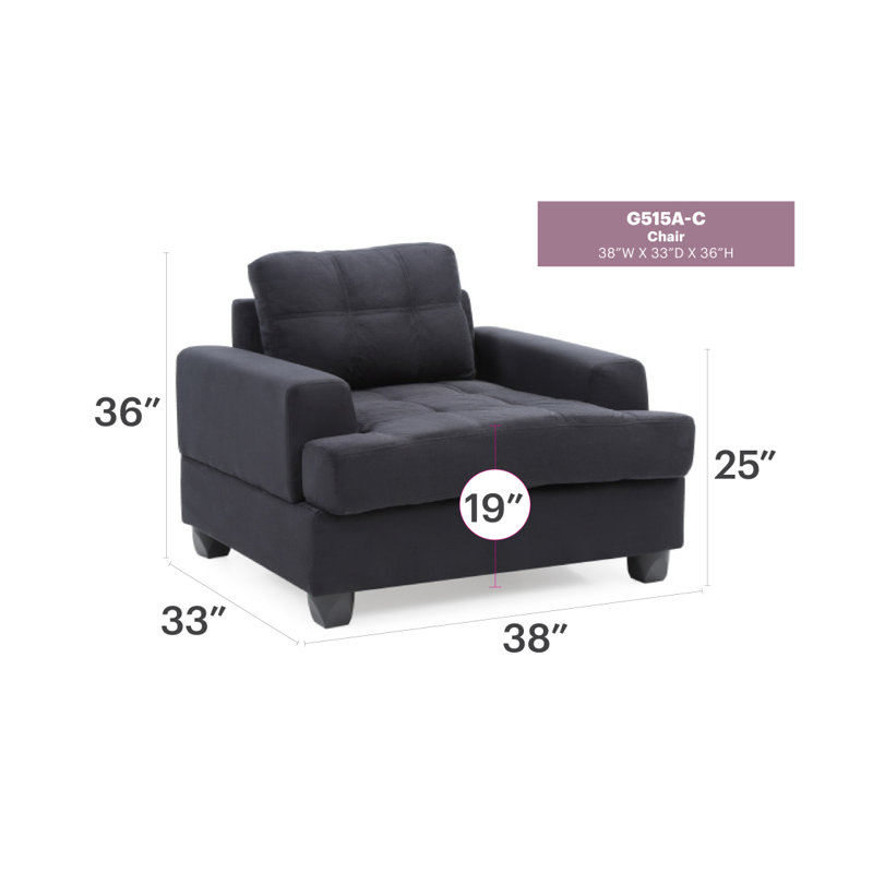 Fauteuil club 38 po Baerman, Microfibre noire