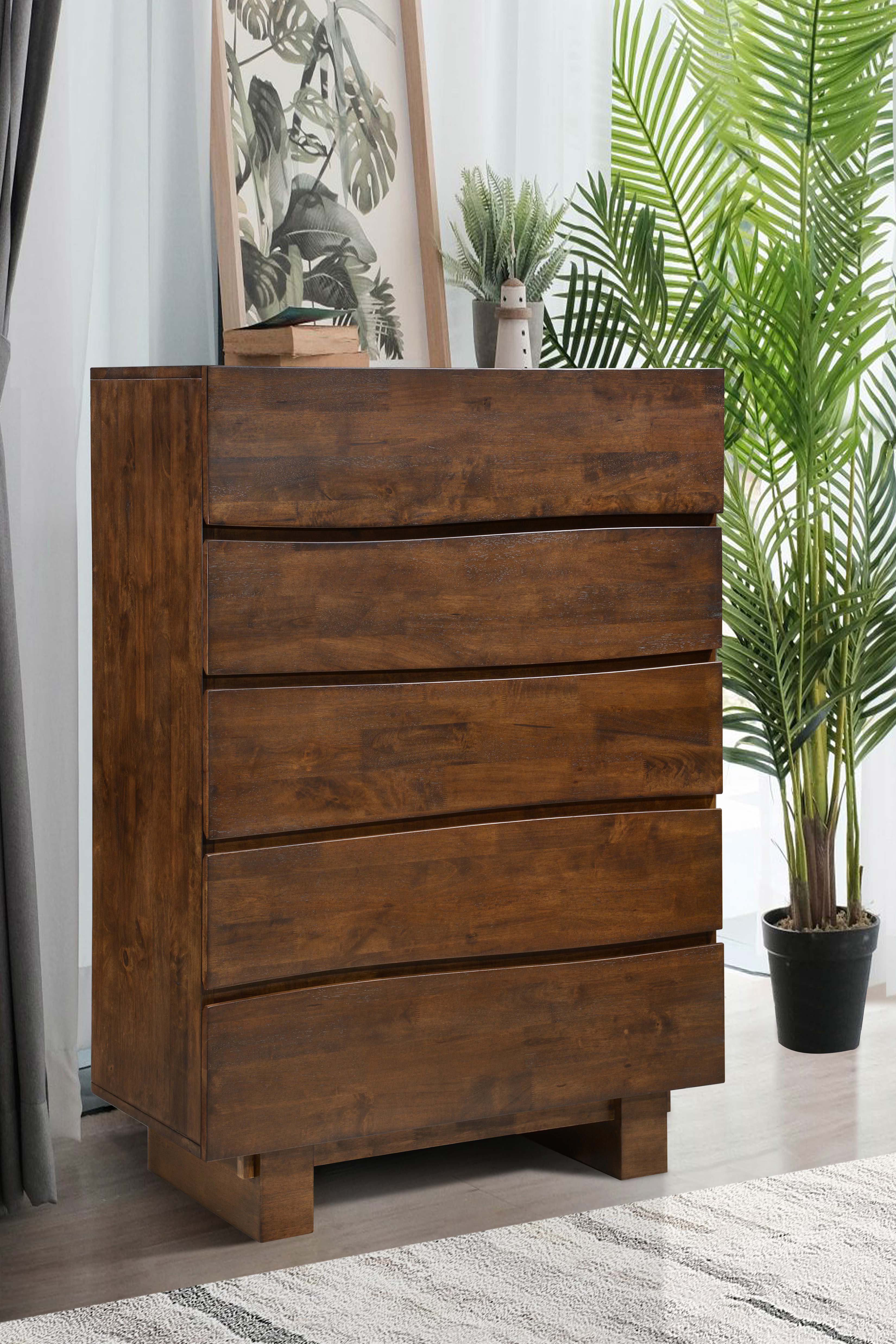 Alma Genevieve 5-Drawer Bedroom Chest Dark Brown | Wayfair