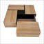 Table basse extensible brune à 4 voies avec 4 rangements cachés, panneau de particules robuste pour le salon-1333046493