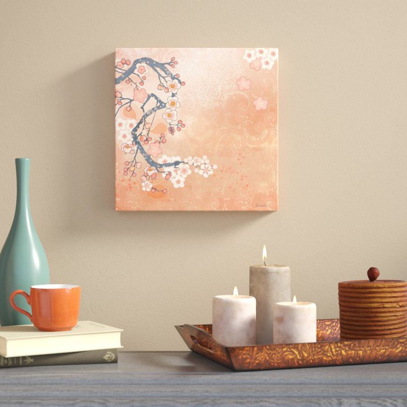 Tokyo Cherry I by Evelia Designs - Wrapped Canvas Painting, 30cm H x 30cm W