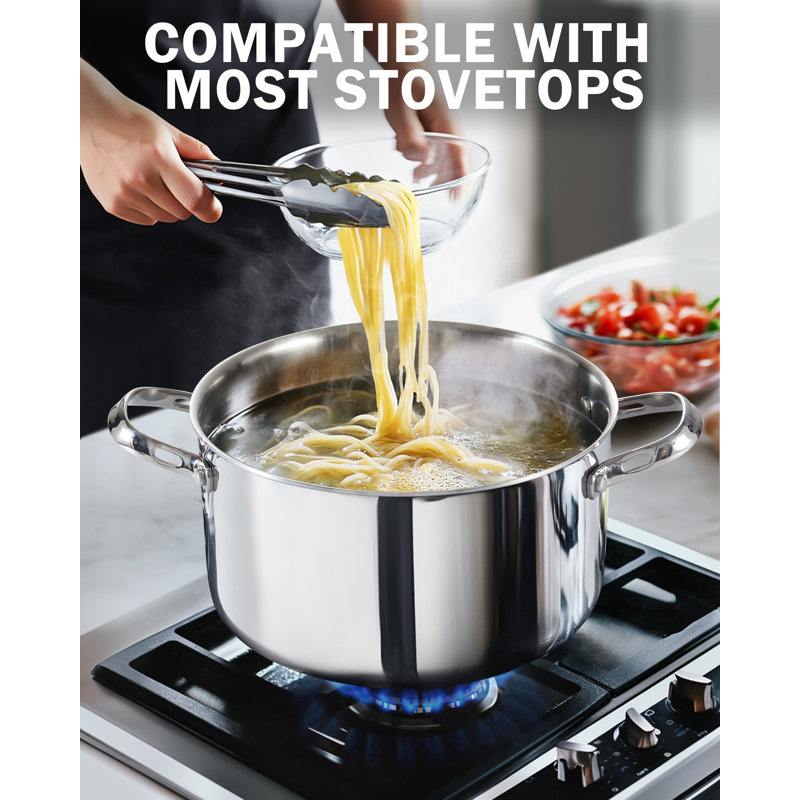 6-Quart Stainless Steel Round Stock Pot with Lid