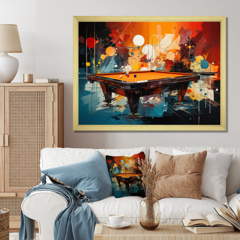 «Billard Vibrant Break II», reproduction sur toile, H 34 po x l 44 po x P 1,5 po, Encadrement doré