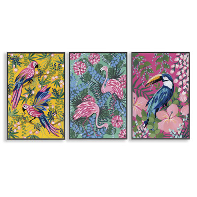  Tropical Birds & Botanicals 3 PC Giclee Art Set by Yvette St. Amant