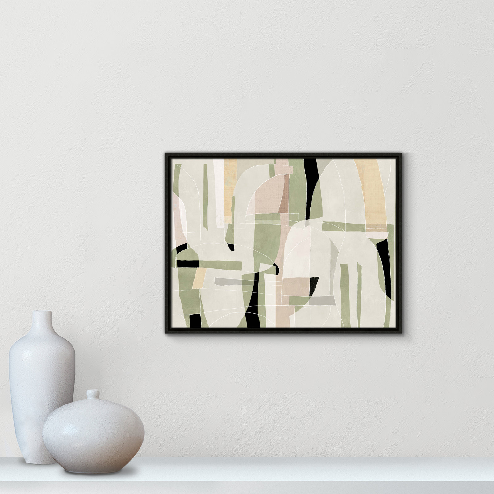 Sunny Barcelona - Floater Frame Canvas, 25.5" W x 19.5" H, Espresso