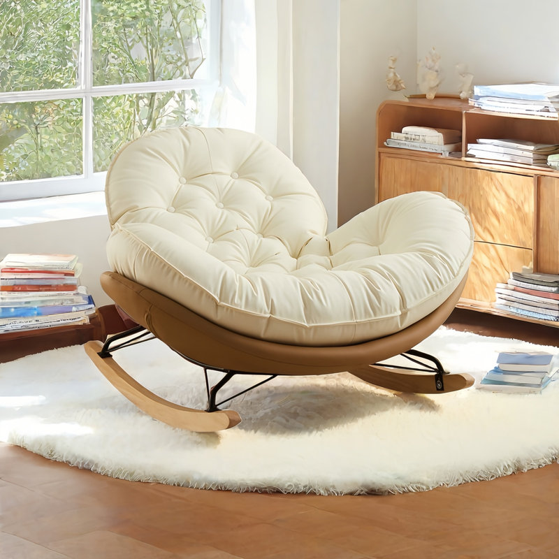 Chaise berçante moderne rembourrée, Brun