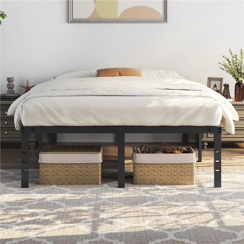 19'H Metal Platform Bed Frame with Non-slip Mattress Foundation, Queen