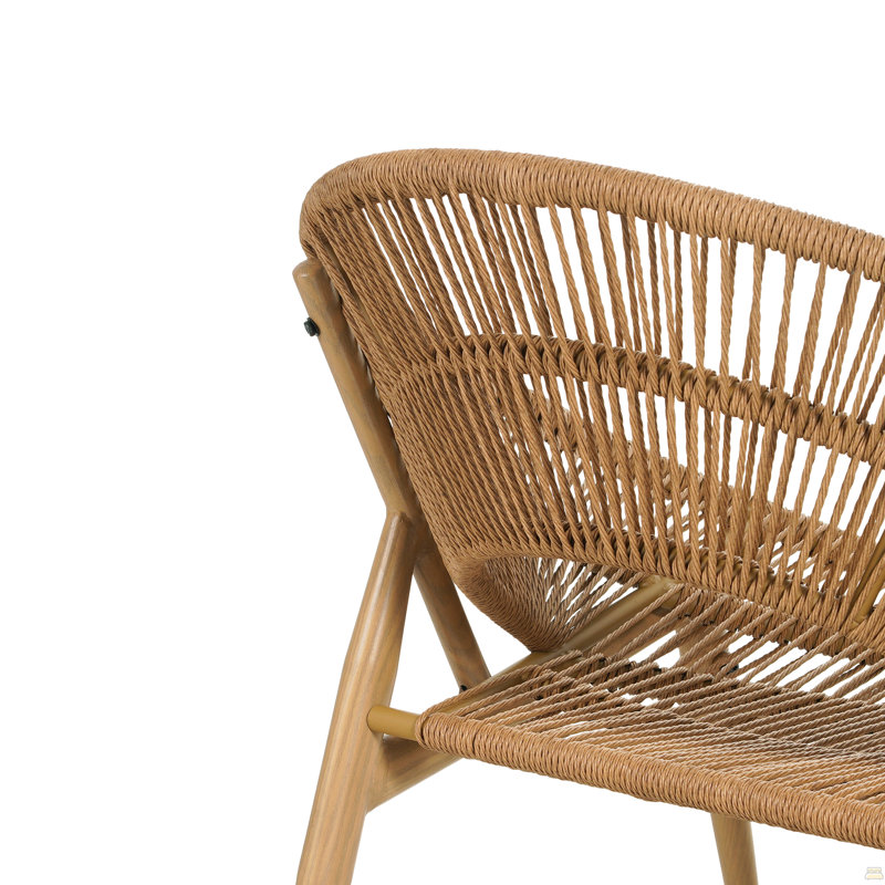Chaise longue d'extérieur en osier avec coussin, ensemble de 2, 2, Beige, Marron clair
