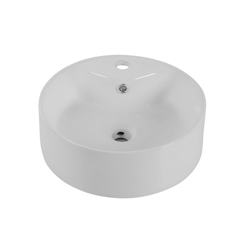 16" Round White Ceramic Bathroom Sink Countertop Bathroom Vanity Sink
