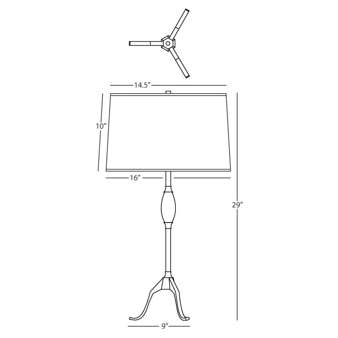 Grace Tripod Table Lamp, Modern Brass