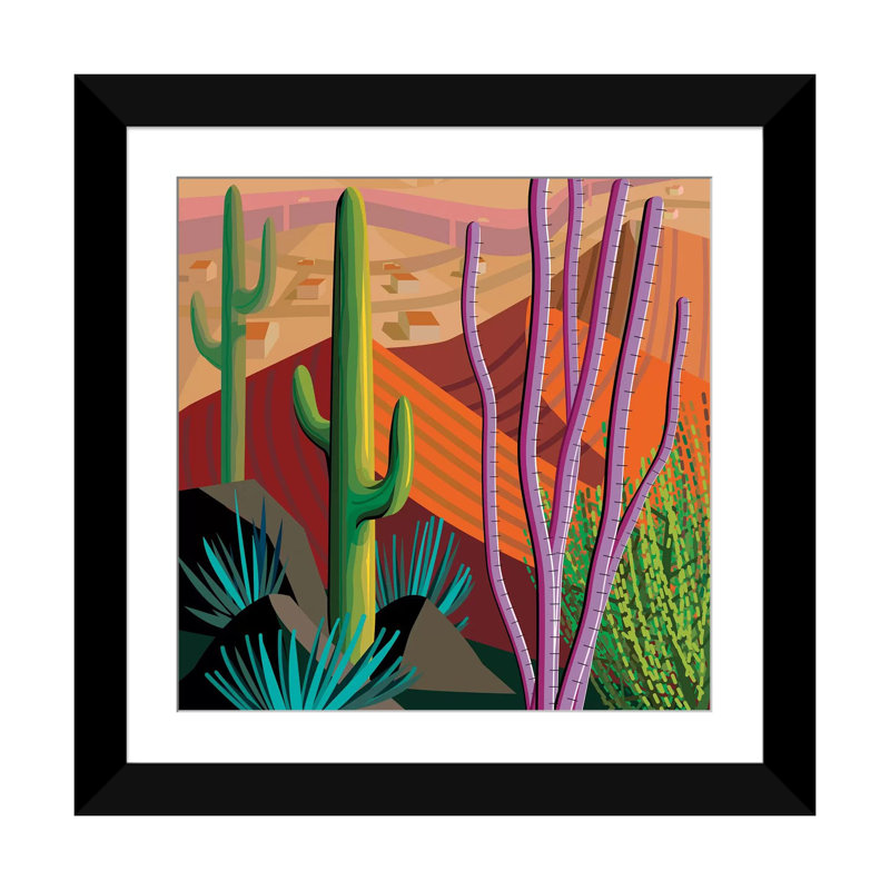 « tucson, square », impression sur toile, Papier d'art encadré noir, Blanc, H 16 po x l 16 po x P 1 po