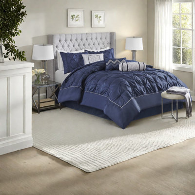 De chambre pour très grand lit, capitonné en polyester bleu marine moderne