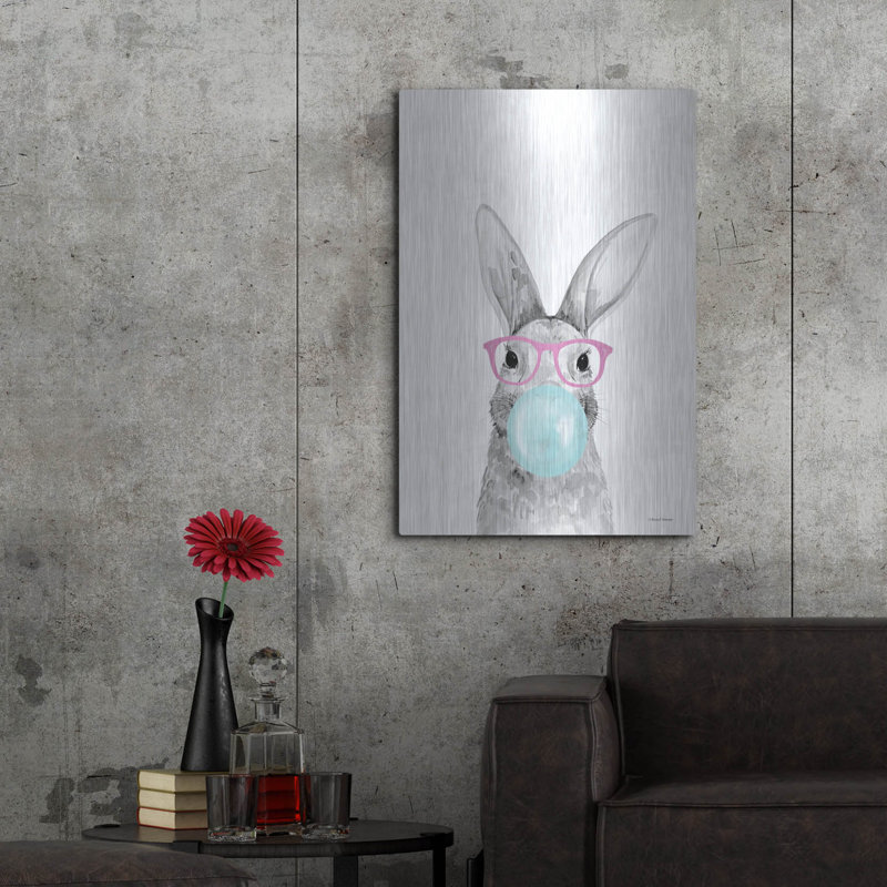  «Bubble Gum Bunny» par Rachel Nieman, art mural en métal, 24 po x 36 po, H 36 po x l 24 po