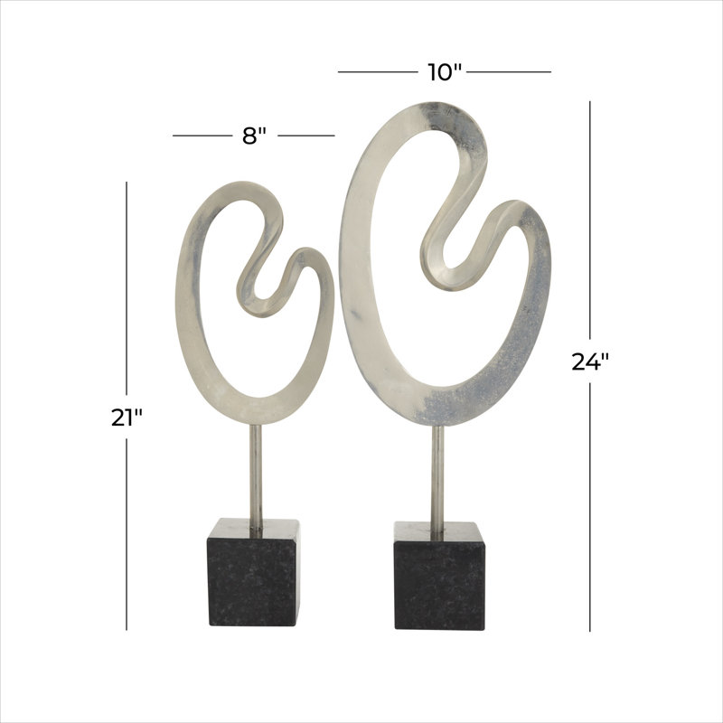 Andere 2 Piece Metal Sculpture Set, Silver
