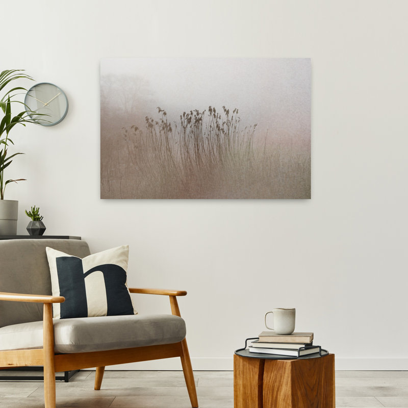 Art mural contemporain abstrait "Reeds in the Mist", H 36 po x l 24 po