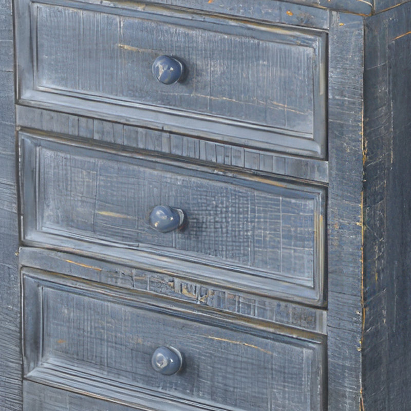 Komor Solid Wood End Table, Ocean Blue
