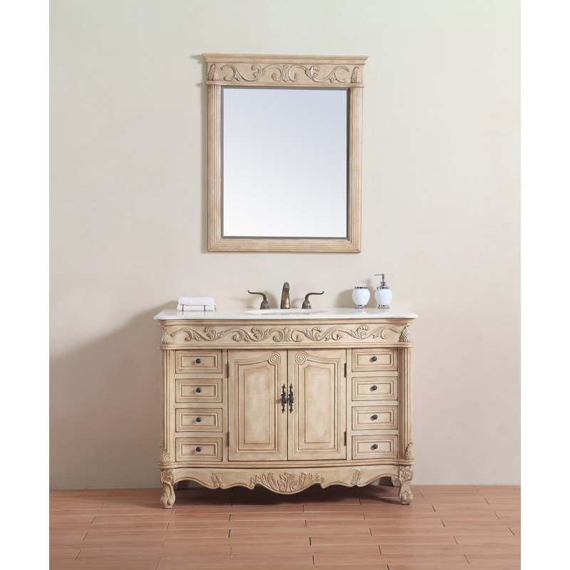 48'' Single Bathroom Vanity with Top, Cream Marble, Tuscany