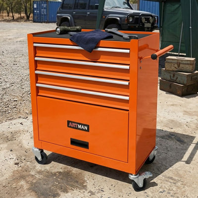 Armoire à outils de rangement pour le travail en acier à 4 tiroirs avec roulettes et poignée