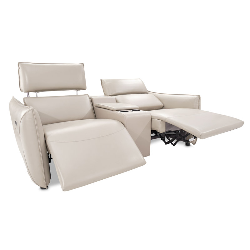 Mia Bella 78'' Recessed Arm Reclining Loveseat, Light Gray