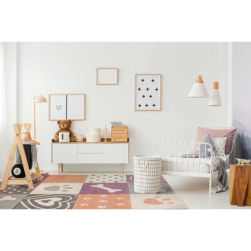 Area Rug for Kids Bedroom Cute Animal Puppy Love Modern Decor Nursery Playroom Carpet Mat, Rectangle 5'3" x 7'3"