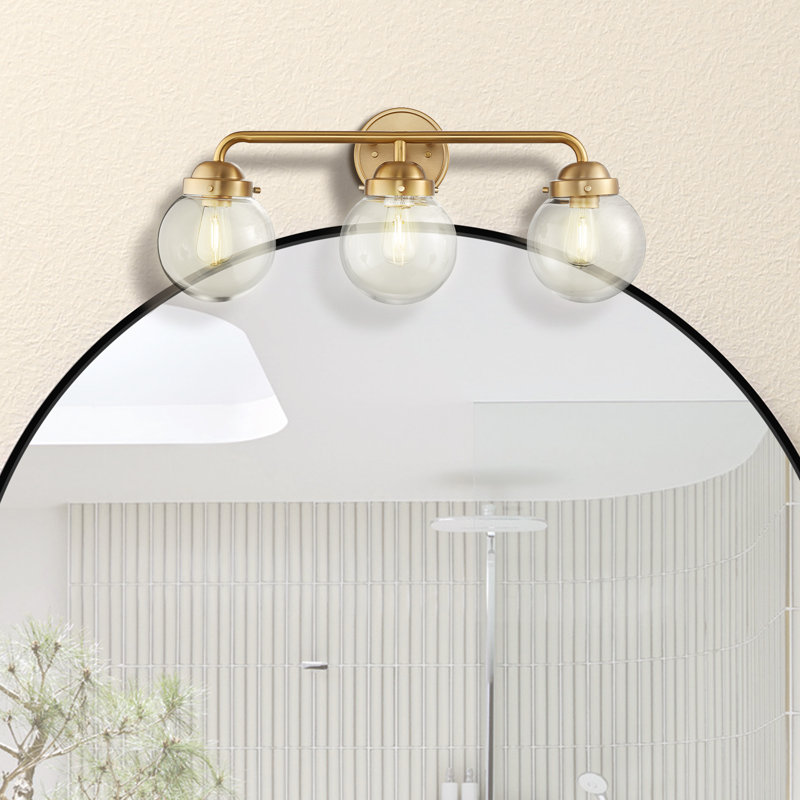 Cordray 24" Globe glass 3-light bathroom Vanity light, Gold