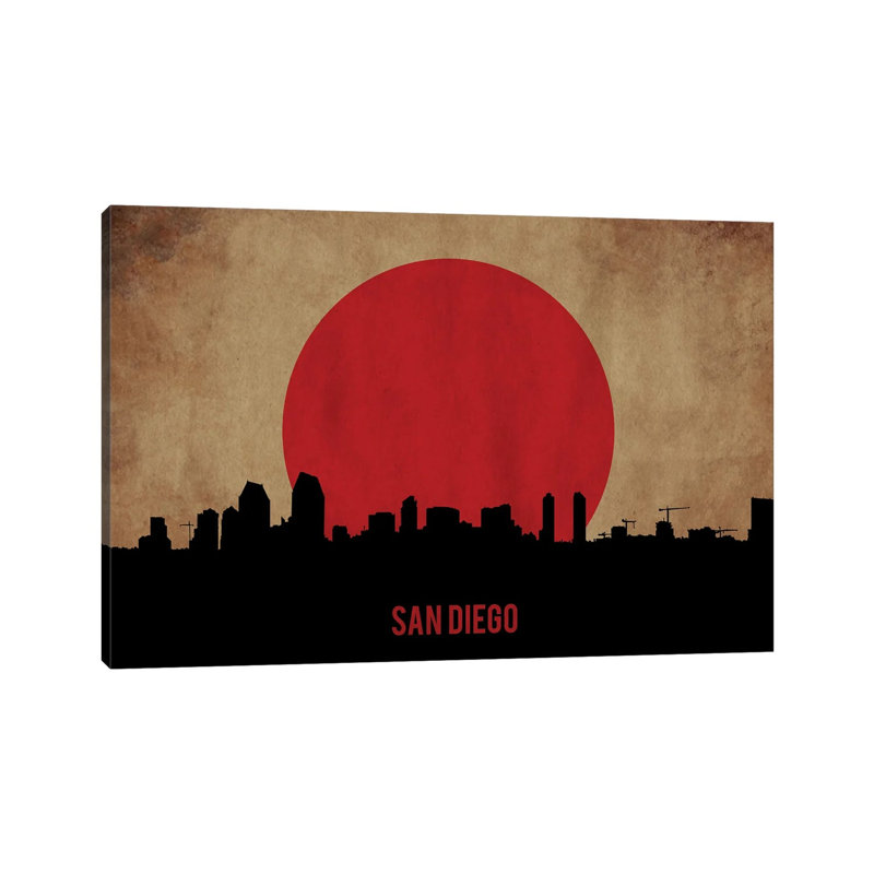 San Diego Skyline 1 Piece Wall Art on Canvas, 20.32 cm H x 30.48 cm W, No Frame