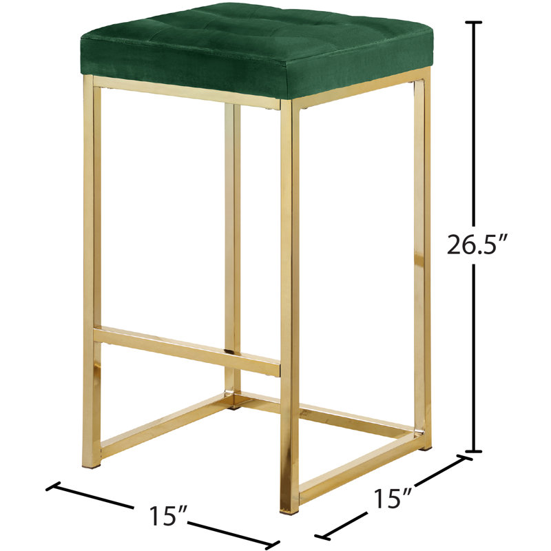 Tabouret de comptoir 26,5 po Sadler, Or, Velours vert