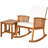 Outdoor Rocking Solid Wood Chair and Table Set with Cushions