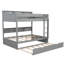 Lit superposé double au-dessus de double avec lit gigogne escamotable - Lit en bois peu encombrant avec tablettes intégrées, gris-73710516-73710514