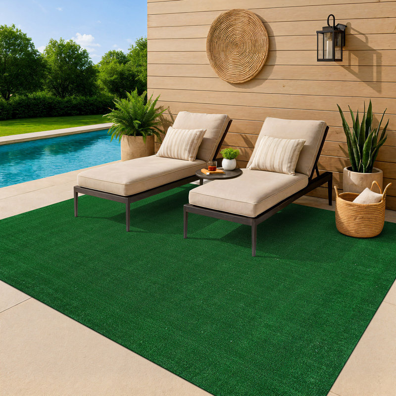 Artificial Turf Solid Grass Indoor Outdoor Area Rug, Rectangle 7'10" x 10'