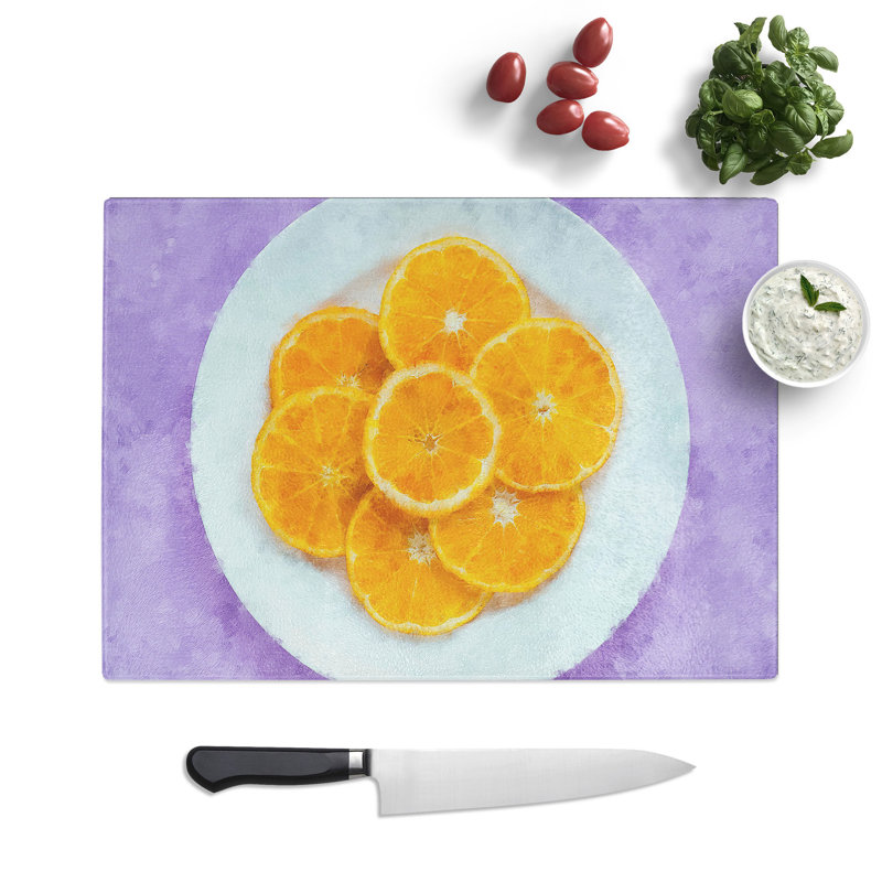 Tempered Glass Slices of the Orange Chopping Board, 28.5 cm x 39 cm