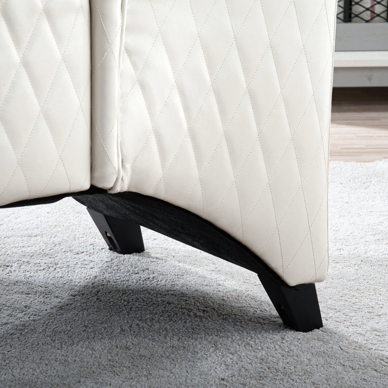 23.03 Wide Faux Leather High-Back Accent Chair, Comfy Wingback Design, Soft Padded Seat, Wooden Legs, Perfect for Modern Living Rooms and Bedrooms