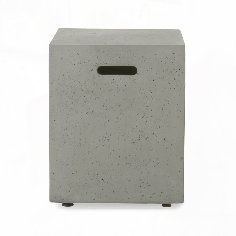 Outdoor Magnesium Oxide End Table,Side Table, Light Gray