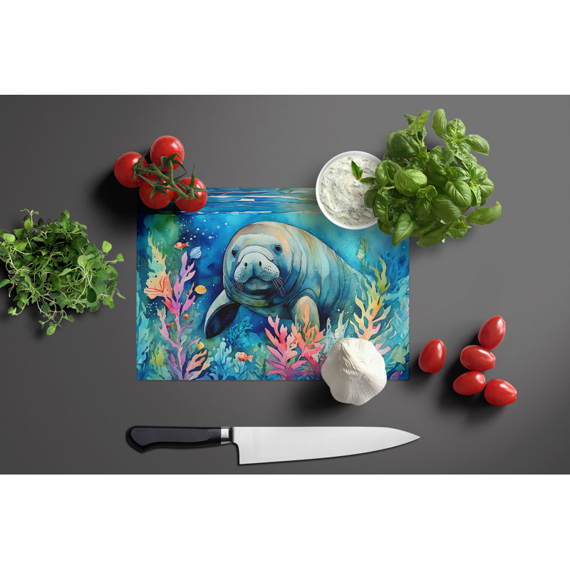 Manatee Glass Cutting Board Large