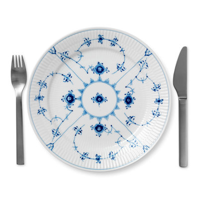 Blue Fluted Plain Deep Plate 6.69"