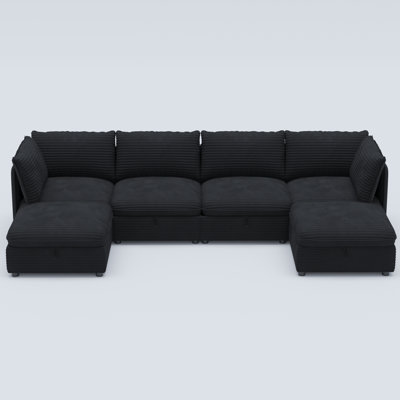 Modular Sectional Sofa, Convertible Sofa Seat With Storage, Sleeper Sectional Sofa Set, Fabric Flexible Modular Combinations for Living Room(6seats)