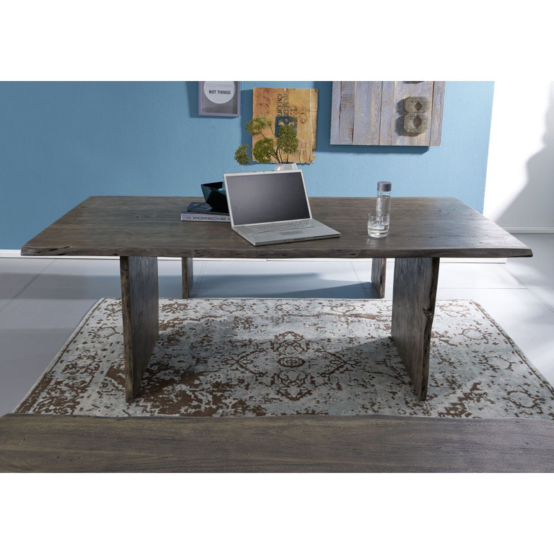 Pure Acacia Acacia Solid Wood Dining Table, H76 x L100 x W200cm, Grey