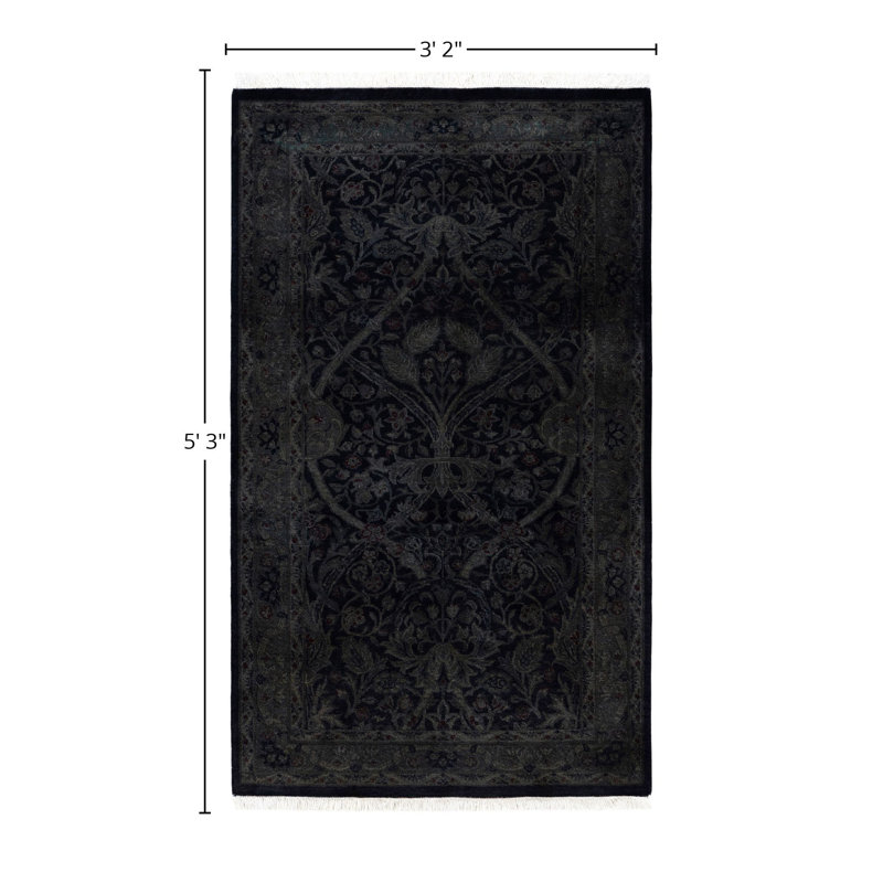 Huckstep One-of-a-Kind Rectangle 3'2" X 5'3" Wool Area Rug Black