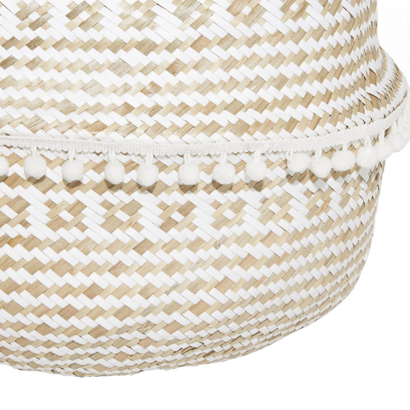 Seagrass Handmade Patterned Decorative and Functional Storage Basket with Handles