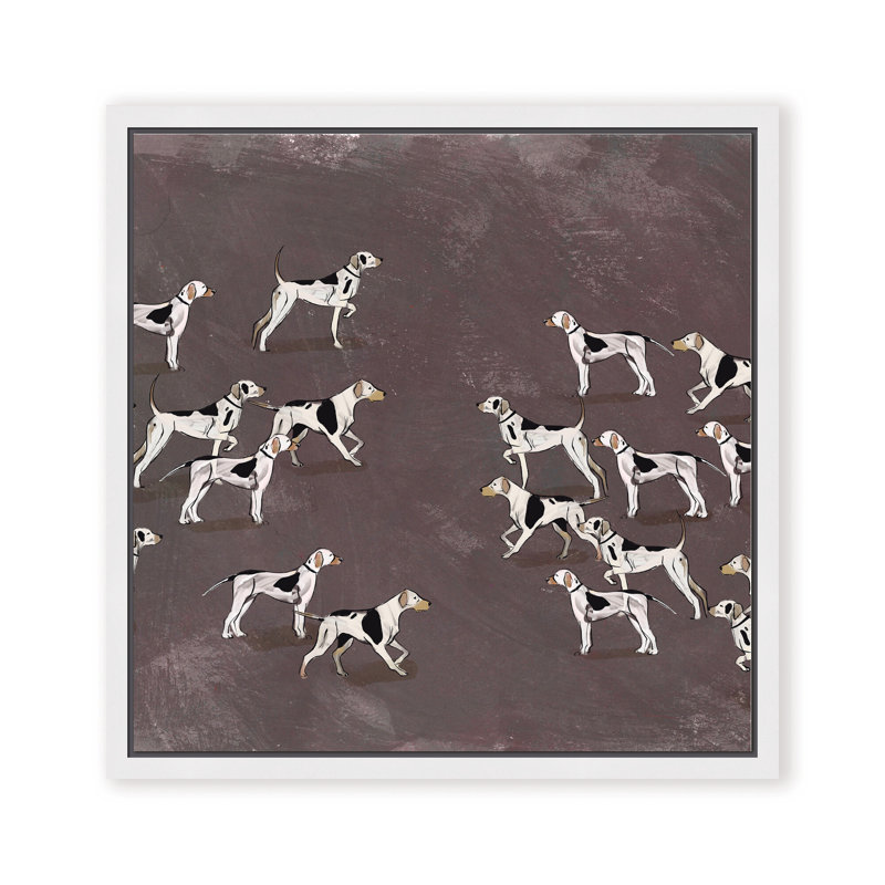 Nature Inspired Modern Ensemble: Sleek Hound Soirée, 36" H x 36" W, Framed Matted Print, Gold