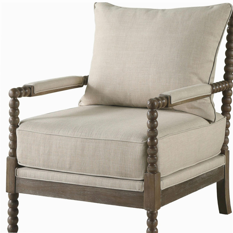 Fauteuil d'appoint à dossier amovible beige et naturel