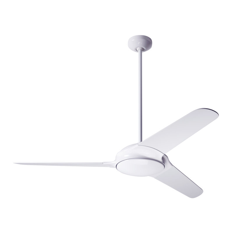 Downrod Ceiling Fan, White, Handheld Remote Control (2-wire), Gloss White