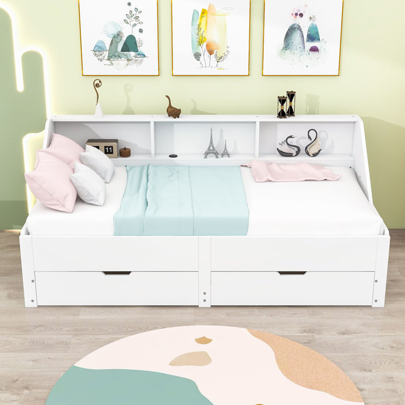 Lit de jour simple avec couchette Nagey, Blanc