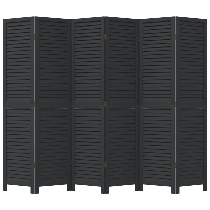 Trista Solid Wood Accent Room Divider, 160cm H x 215cm W, Black, 6 Panels