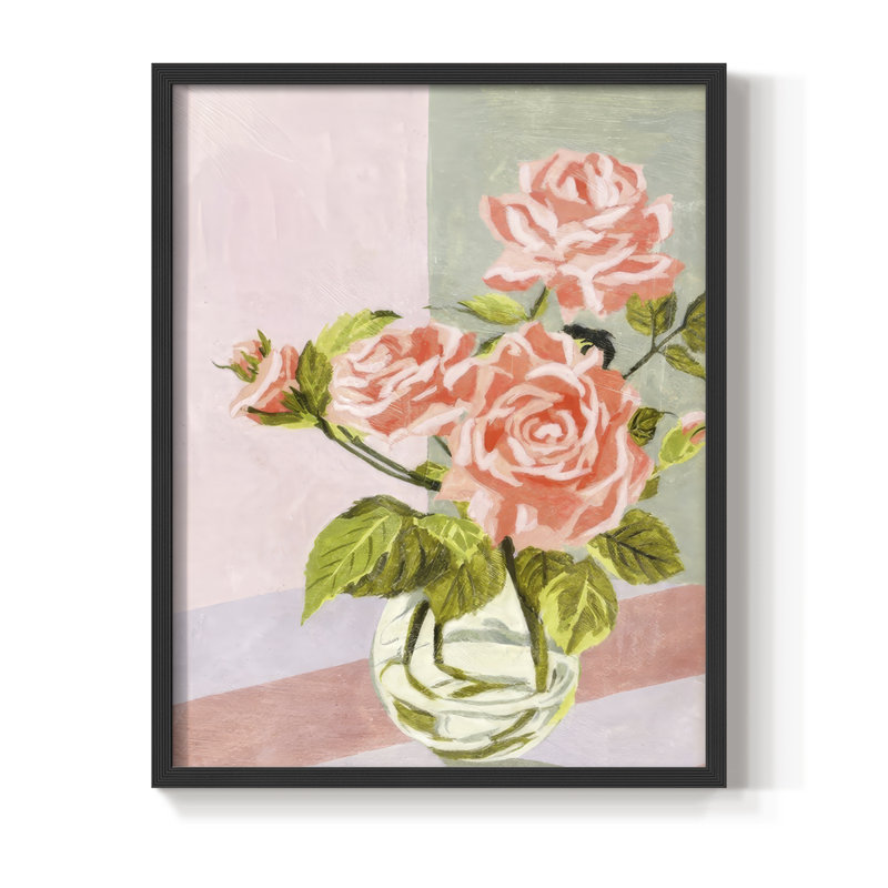 «Douces Roses I», H 11 po x l 9 po, Noir, noir, noir, noir