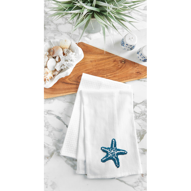 Starfish Flour Sack French Knot Cotton Kitchen Towel