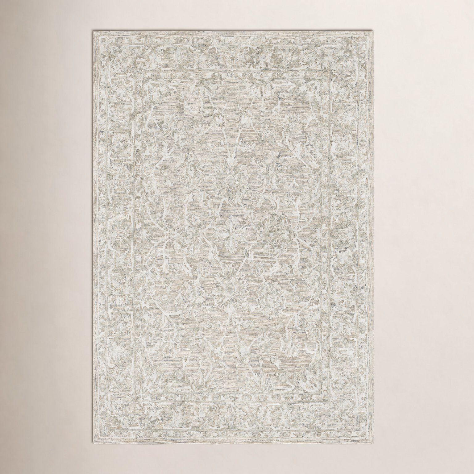 Cait Tan Hand-Tufted Floral Rug, Rectangle 5' x 7'6"