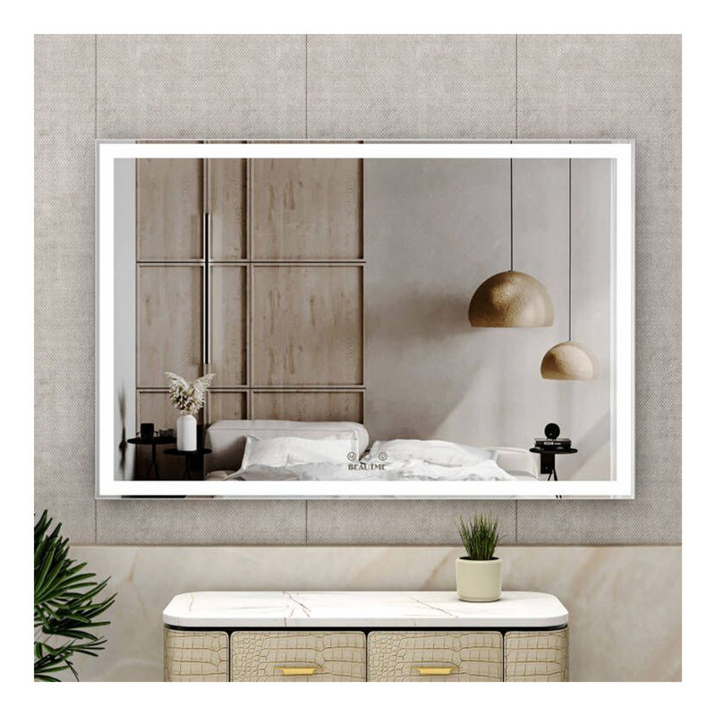 Miroir mural de salle de bain surdimensionné 60x40 pouces, Argent