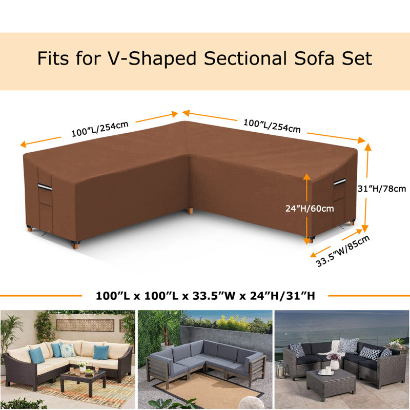 Arlmont & Co. Heavy Duty Outdoor Sectional Sofa Cover Waterproof Patio ...