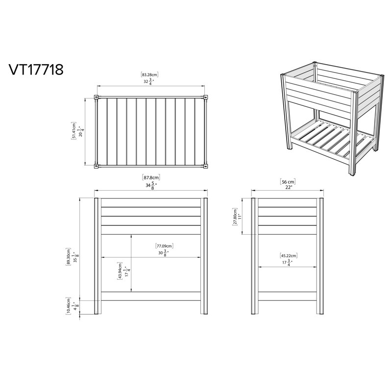 Mezza 42" Cedar Raised Herb Garden Bed with Black Aluminum Posts