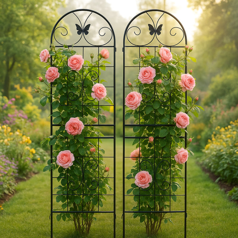 Paquet de 2 treillis en métal pour l'intérieur et l'extérieur pour l'escalade des fleurs comme les roses et la gloire du matin